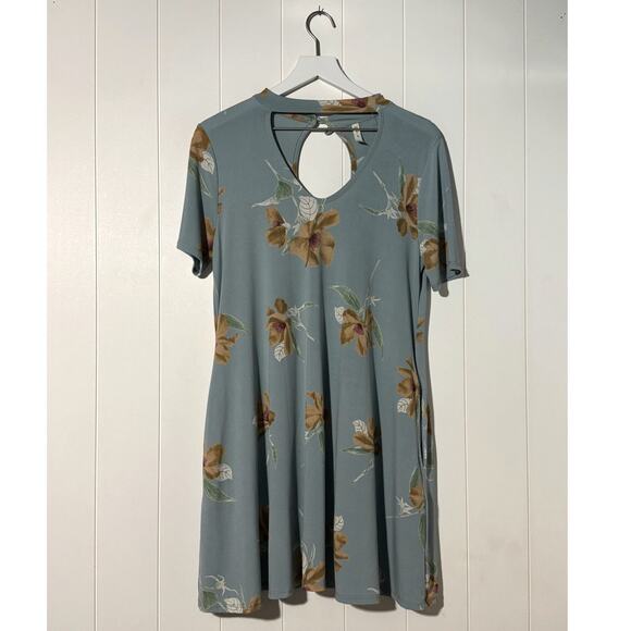 mts Mini Floral Blue Short Sleeve Dress with Pockets Size Medium - Picture 2 of 6